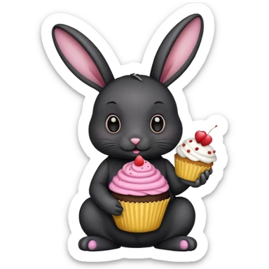 black Rabbit with cupcake sticker