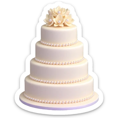 three-tier light pink wedding cake with pearl embellishments sticker