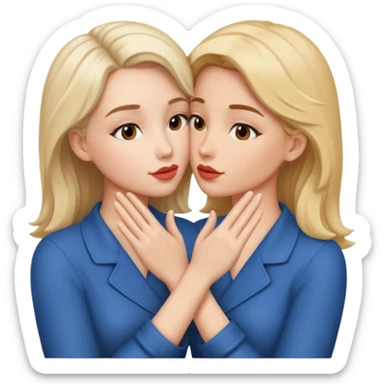 two women kissing hands wrapped around each other sticker