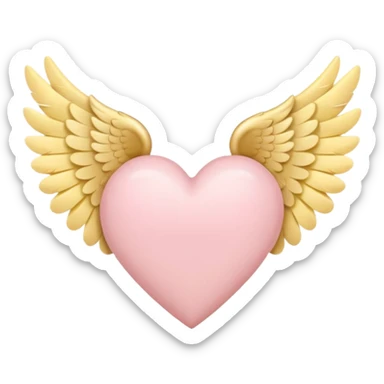 Heart with wings in soft pink, beige and yellow pastel colors sticker