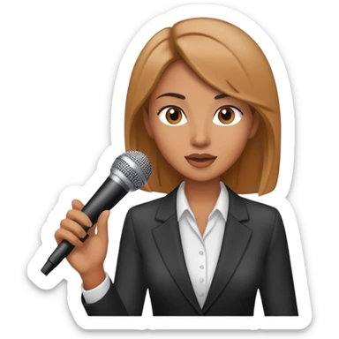 female entrepreneur speaking at a microphone sticker