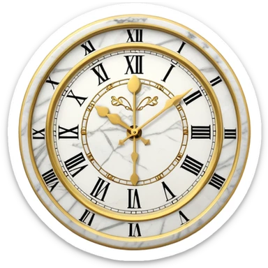 White marble with gold stone Clock sticker