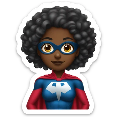 black girl with curly hair and superhero outfit sticker