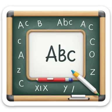 Whiteboard with ABC written on with handwriting sticker