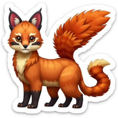Colorful edgy dark tropical exotic cute cool beautiful shiny beautiful fantasy-caracal-civet-genet-Gryphon-Cacomistle-Trico-Red-Panda-oncilla-animal-Fakémon-hybrid-fursona (full body) sticker