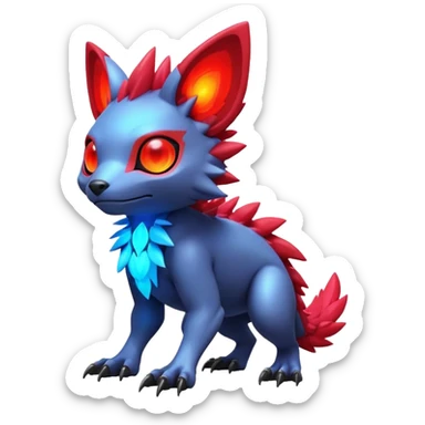 Tropical futuristic lush warm-colored modern colorful neon-colored cyber-Fakémon-Digimon-Trico-creature sticker