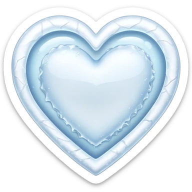 white heart with a frosted border sticker