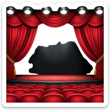 An empty theatre stage with red curtains sticker