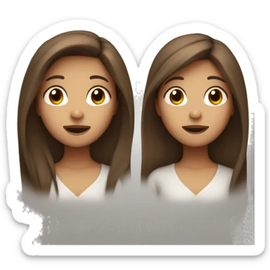 girl with straight long brown hair, brown eyes singing sticker