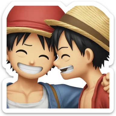 Monkey D. Luffy and his brother ace hugging each other and crying  sticker