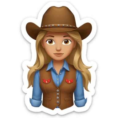 girl cowboy with no hat sticker