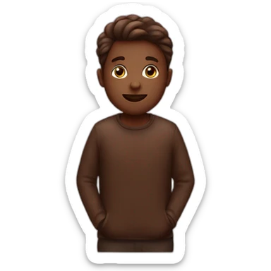 A person with choclate sticker