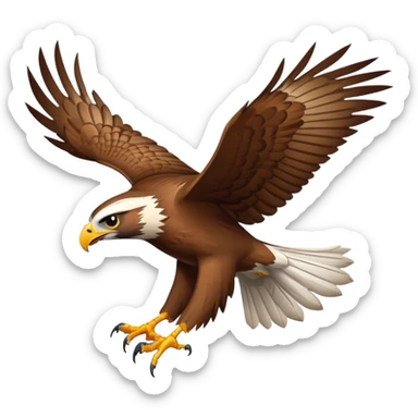 An emoji of a majestic hawk in mid-flight, with its wings spread wide. Sharp eyes, strong beak, and detailed feathers, symbolizing power, focus, and speed sticker