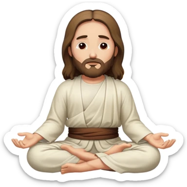 Jesus meditating, cross-legged, eyes closed sticker