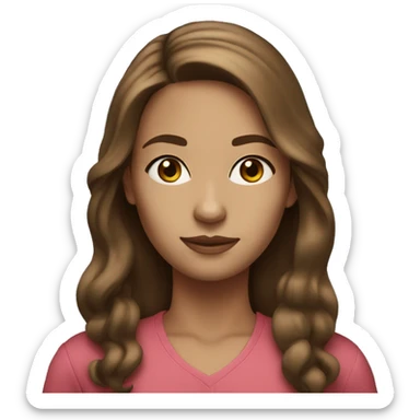 woman age 38 with long brown hair, light skin, blue eyes sticker
