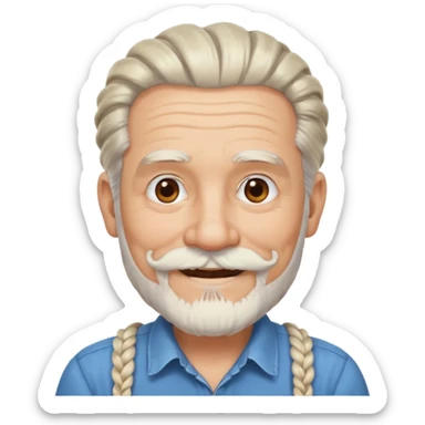 very old, white bearded and white mustached, braided, earringed sticker