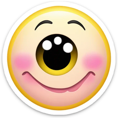 Create a circle regular yellow-faced emoji with large, sparkling eyes and pink blush on the cheeks to convey shyness and affection. The face should have no mouth, symbolizing the hesitation to express feelings no hair , no mouth , no eye brows sticker