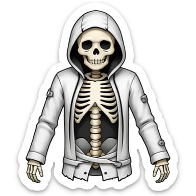 make a graffiti sticker that says STRAIGHT PSYCHO with a skeleton in a straight jacket sticker