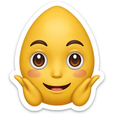 Make a yellow mojo that is sad and happy at the same time sticker