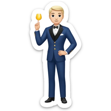 full body classic American aristocrat, slicked hair, confident pose, emoji style sticker