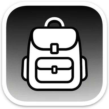 iOS app icon style for folder 'School': square with strongly rounded corners, black and white gradient background, symbol of a school backpack in the center, modern look, no color sticker