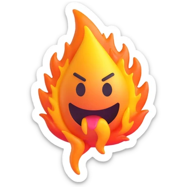 3D emoticon representing calorie expenditure, energetic expression, with elements like flame and sweat drops, Microsoft Fluent emoji style sticker