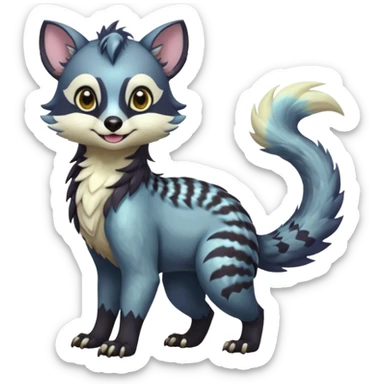 Colorful dark tropical iridescent pastel white glorious divine exotic cute cool beautiful shiny beautiful fantasy-civet-sergal-vernid-Gryphon-Cacomistle-oncilla-animal-Fakémon-hybrid-fursona (full body) sticker