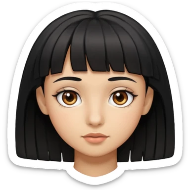 Girl with layered black hair and micro bangs with brown eyes and tan skin  sticker