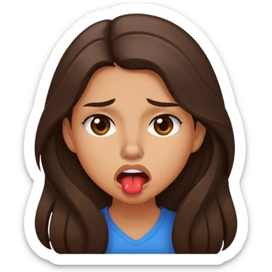 Frustrated brunette tan and long hair biting lip sticker