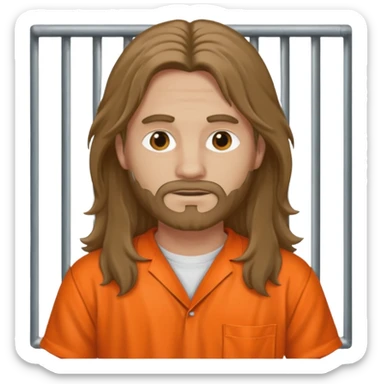 prisoner long haired man in orange clothing sticker