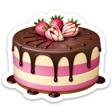 Pink Strawberry Cheesecake With Chocolate Syrup  sticker