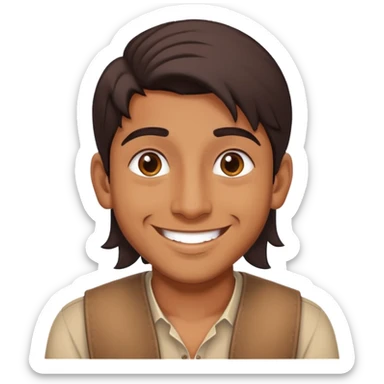 a 21 year old brown indian boy smiling and looking happy sticker