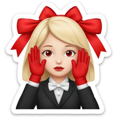 👧🏼🙈🎀🚩 sticker
