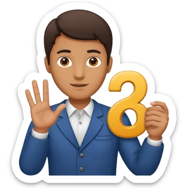 A Man holding the number 6 in one hand, and the number 7 in the other Hand.  sticker