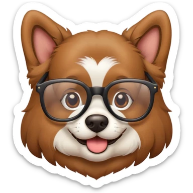 dog with classes sticker