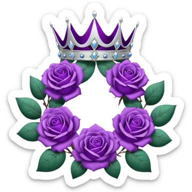 Purple rose with silver tiara and a purple emblem leaf wreath sticker