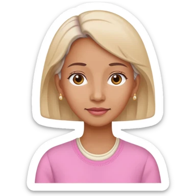 Memoji woman baju pink muka,telinga warna cream, telinga pakai alat dengar warna beinge sticker