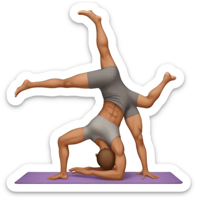 Guy with big butt arching back yoga upwards dog pose sticker