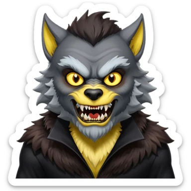 The Werewolf from Universal Monsters with dark brown fur, black silk outfit sticker