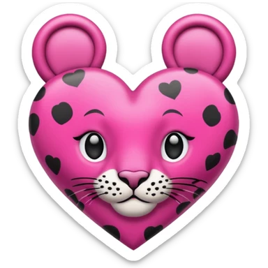 corazón simple color rosa fucsia con manchas de leopardo sticker