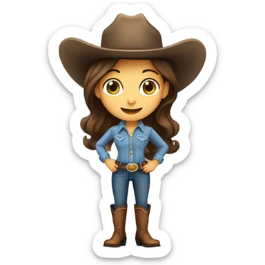 Cute brunette cowgirl  sticker