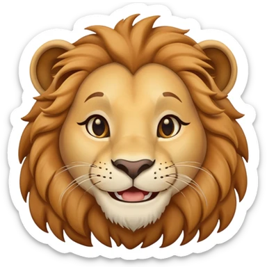 neutral headshot of a friendly anthropomorphised female lion sticker