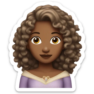 princess with ash brown, curly hair sticker