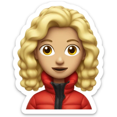 Blonde girl in red puffer jacket sticker