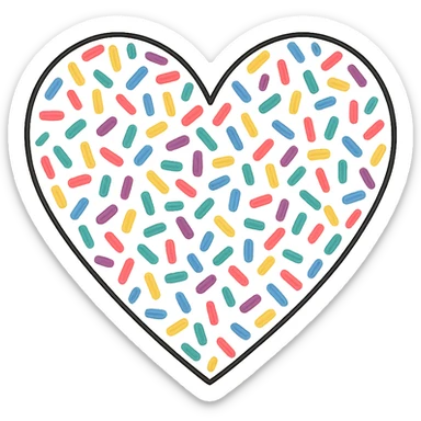 heart with a confetti pattern, clean digital illustration sticker