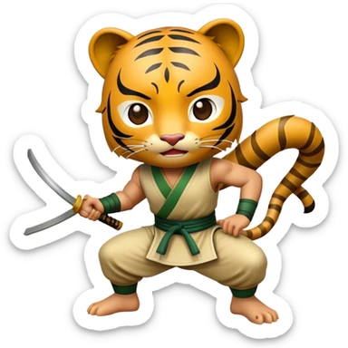 Cinematic Realistic Crouching Tiger, Hidden Dragon Pop Culture Emoji, showcasing a mystical portrayal of ancient martial arts rendered with dynamic textures and epic lighting. sticker