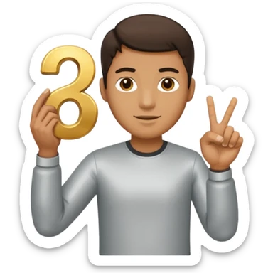 A Man holding the number 6 in one hand, and the number 7 in the other Hand.  sticker