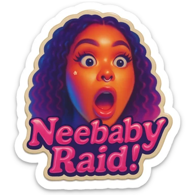 Surprised 
add the words Neebaby Raid!  in pink  sticker