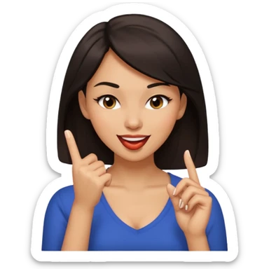 black slighty browin hair light brown skin woman, flirtatious gesture, biting her finger and winking emoji sticker