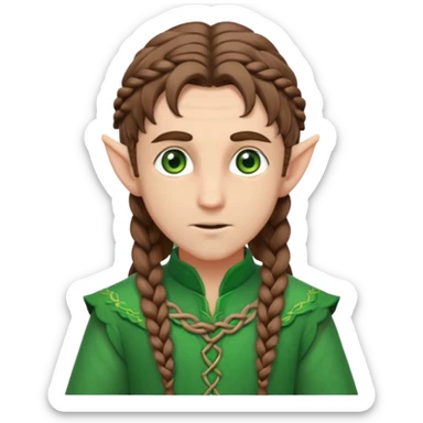 elves with braided brown  hair man sticker